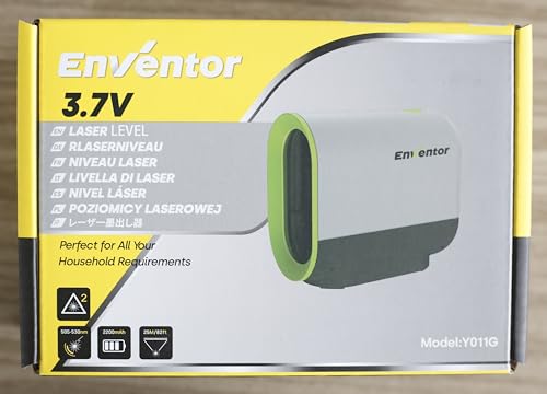 Enventor Rechargeable Laser Level, 25M 2200mAh Li-ion Battery Green Laser Level Self Leveling with Pulse Mode, 7 Hours Working Time, 360° Magnetic Base, Switchable Horizontal/Vertical/Cross line