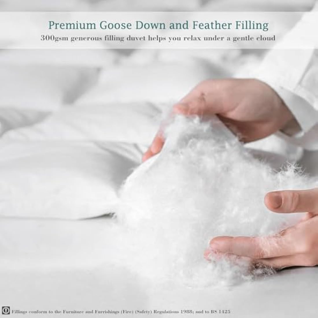 Threads For Bed 13.5 tog Down & Feather Duvet, Super King, 100% Cotton Down Proof Fabric, Machine Washable with Premium Box-Stitch Design