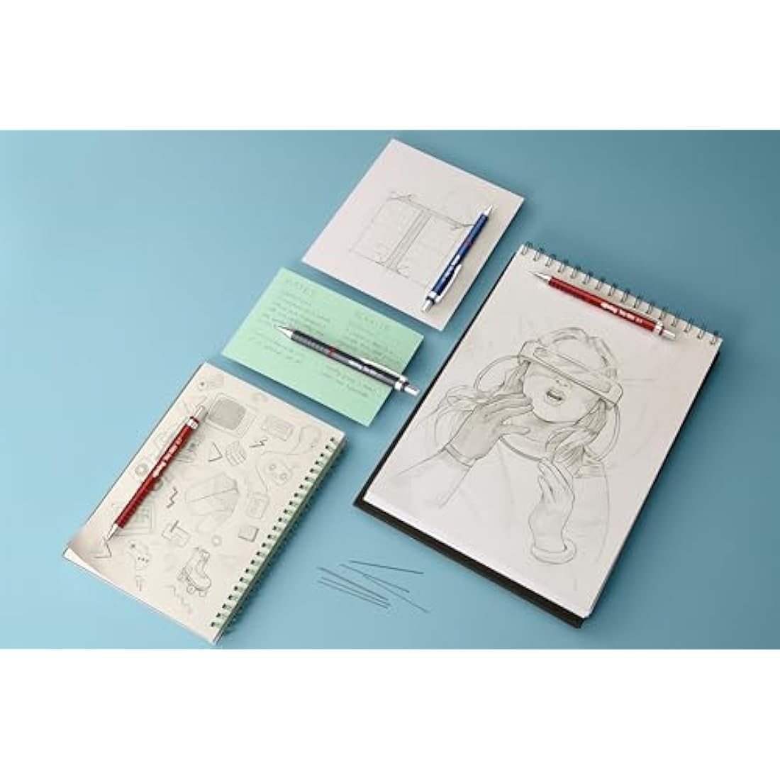 rOtring Tikky Retro Mechanical Pencils | 2B 0.7 mm | Red Barrels | with Comfort Rippled Grip | 12 Count