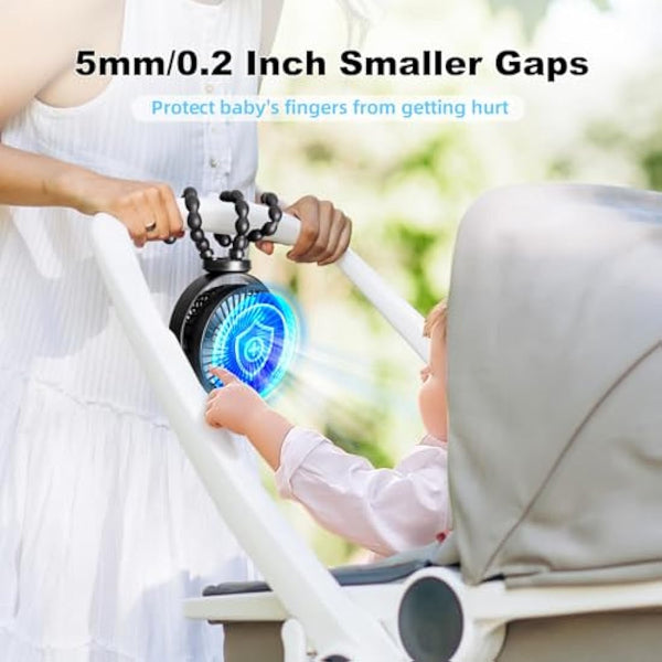 Baby Pram Stroller Fan 20H Buggy Cooling Clip On Fan, Portable 4000mAh Battery Personal Fan for Pram Accessories Baby Cot Wagon Stroller Pushchairs Crib Bed Treadmill,Travel Holiday Essentials