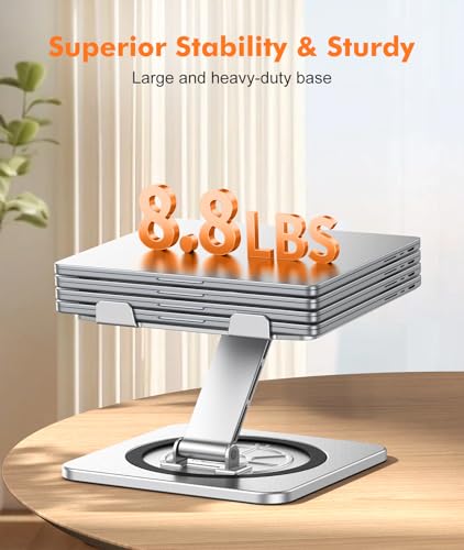 EOIWUY Laptop Stand with 360 Swivel Base, Portable Foldable Laptop Riser for Desk, Ergonomic Adjustable Computer Stand Holder for Team Work,