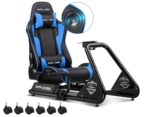 GTPLAYER Racing Simulator Cockpit with Seat, Sim Racing Cockpit Multi-function Adjustable Gaming Wheel Stand for G25 G27 G29 G920 G923 T300 PS5 PS4 Xbox, Without Wheel, Shifter & Pedals