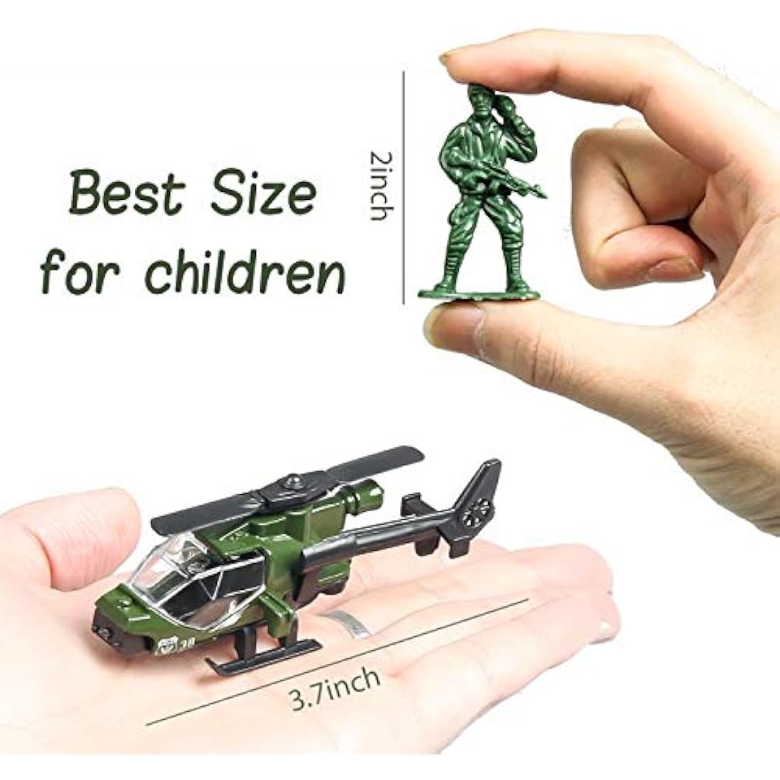 18 Pack Die-cast Military Vehicles Sets - 6 Pack Assorted Alloy Metal Models - 12 Pack Soldier Army Men, Mini Army Toy Tank, Panzer, Anti-Air Vehicle, Helicopter Playset for Boys