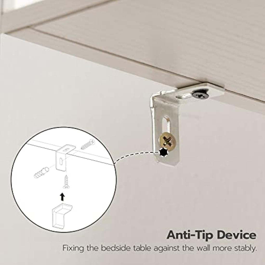 HOOBRO Slim Bedside Tables with Drawer, Small Side Table with Metal Frame, Tall Telephone Table for Small Spaces, Narrow Nightstand, Sturdy, White EWT771BZ01