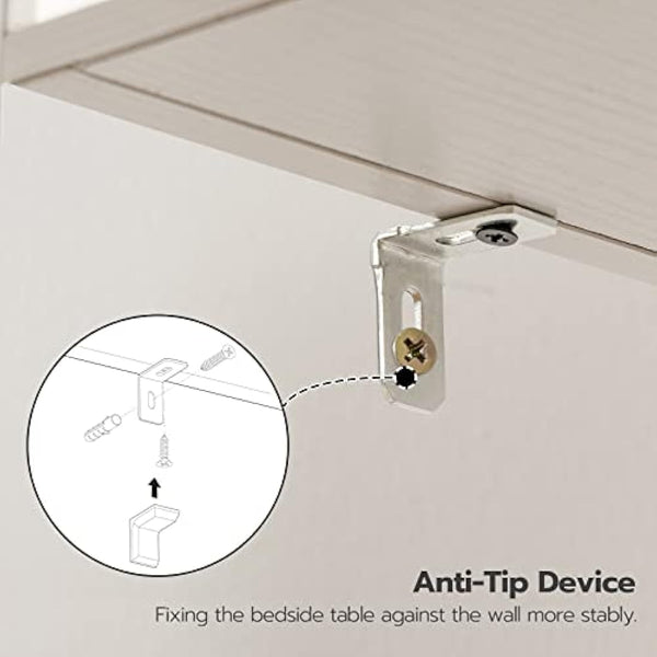 HOOBRO Slim Bedside Tables with Drawer, Small Side Table with Metal Frame, Tall Telephone Table for Small Spaces, Narrow Nightstand, Sturdy, White EWT771BZ01