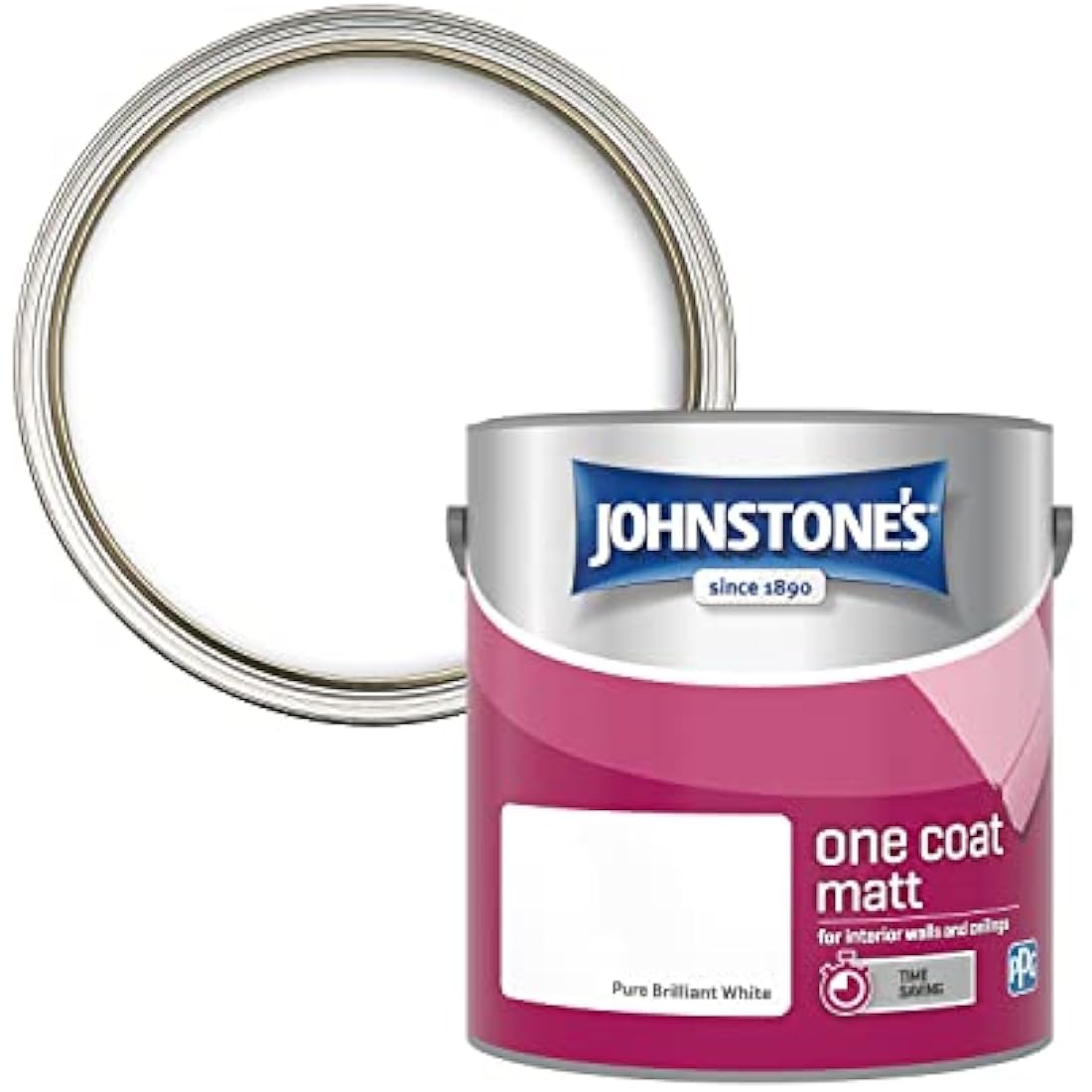 Johnstone's One Coat Matt Emulsion Paint - Pure Brilliant White 2.5L