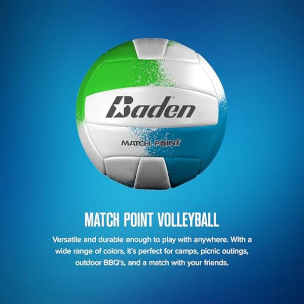 Baden Match Point Cushioned Synthetic LeatherOutdoor Recreation Backyard Volleyball + College Camp Ball All Ages Official Size 5