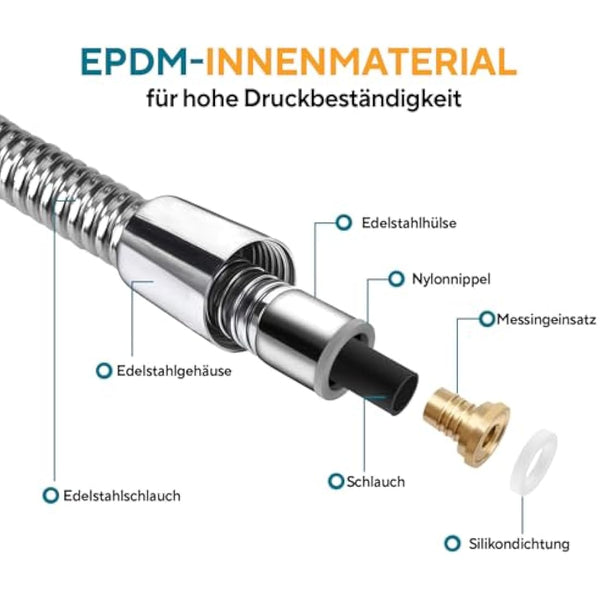 Aopoy Long Shower Hose 4m, 157" Metal Stainless Steel Shower Pipe, Anti-Kink and Leakproof, Bathroom Shower Cable, Easy DIY Replacement