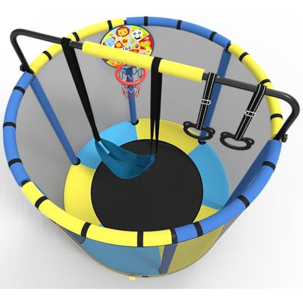 CZCPARY Kids Trampoline，Trampoline for Children，with Basketball Hoop, Swing, Pull Ring, Suitable for Indoor and Outdoor Use，Suitable for Children, Birthday Gifts