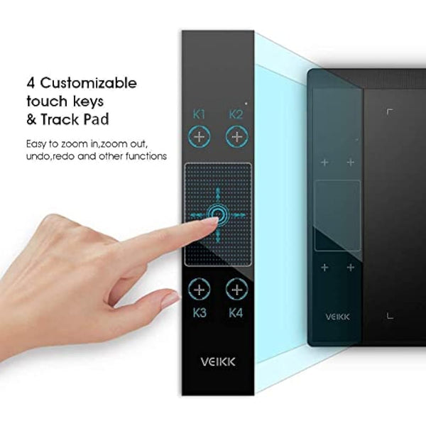 Digital Graphics Drawing Tablet, 4 Touch Keys 1 Panel, Battery-free Pen, Pad VEIKK A30 Electronic Writing Tablet for Laptop PC Mac Windows Linux