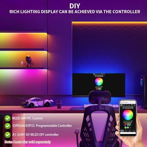 LOAMLIN WS2812B Individually Addressable RGB LED Strip 16.4FT 5050SMD Smart Flexible Dream Full Color 60Pixels/m Balck PCB Light IP30 Non Waterproof DC5V (Black PCB, 16.4FT 300LEDs IP30)