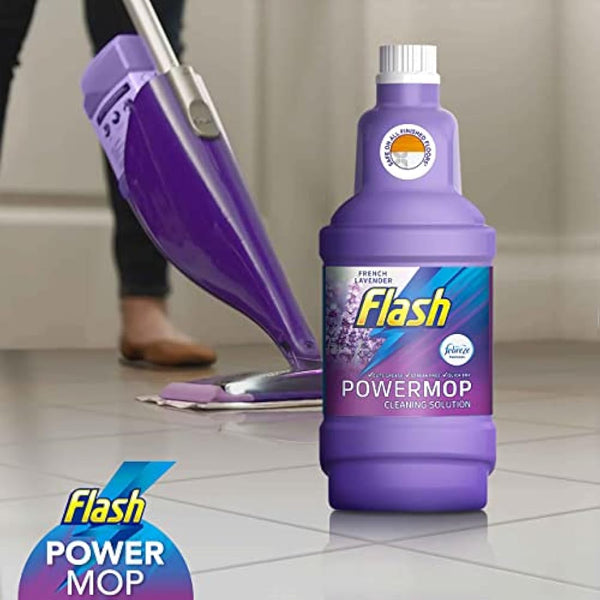Flash Power Spray Mop Floor Cleaner Multi-Surface Cleaning Liquid Lavender 5L (1.25Lx4)