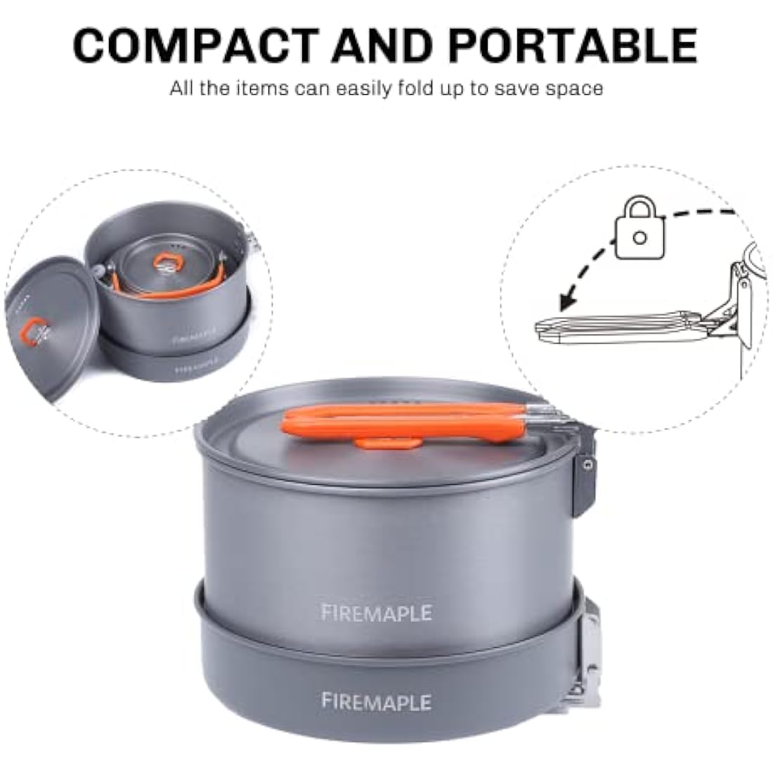 Fire-Maple Feast Heat Exchanger Set | Compact Camping Cookware Kit | Nested Design | Contain with a Pot, Kettle and Non-Stick Frypan | Ideal for Fishing, Picnic and Camp use