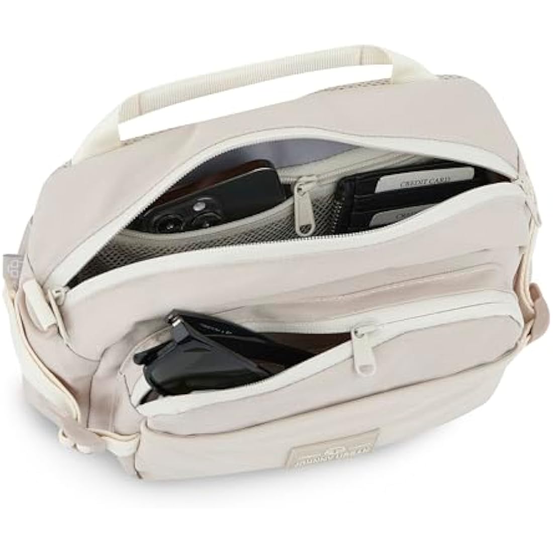 Johnny Urban Bum Bag Beige - Travis - Large Waist Bag for Travel Hiking Outdoor - Breathable Airmesh & Adjustable Strap - Many Pockets with Zippers - Accessory Add On for Backpack