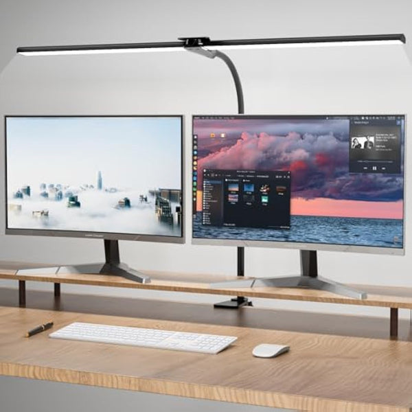 Hensam Desk Lamp for Office Home, 80CM Desktop Lighting Bar with Gooseneck, Clip on Desk Light with Clamp, Bright Dimmable Table Lamp for Study, Work, Computer, Monitor, Reading