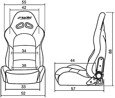 Simoni Racing Max Sports Seat Black Double-Sided Adjustable Backrest Including Rails