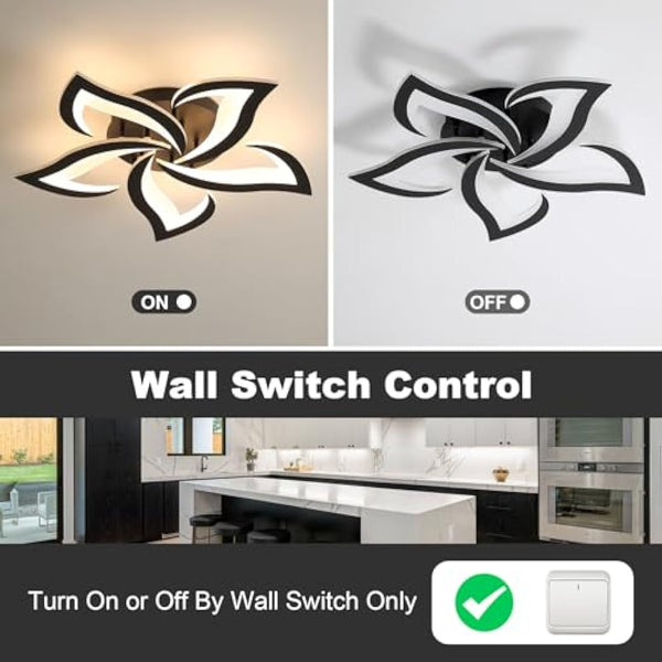 Dorlink LED Ceiling Light, 60W 5400LM Modern Design Ceiling Lighting, 5 Lights Living Room Ceiling Light Acrylic Black Flower Fittings Ceilings for Bedroom, Kitchen, Dining Room 3000K Warm White