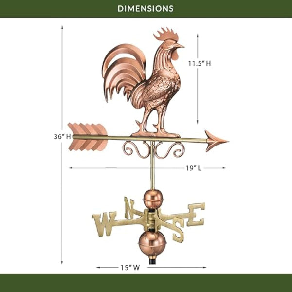 Good Directions 1975P Bantam Rooster Weathervane, Pure Copper