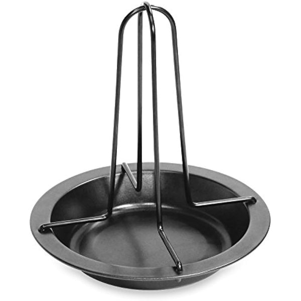 Fackelmann Chicken Roaster, with Bowl, Vertical Holder with Drip Pan, For Oven, Upright Poultry Roaster, 4x18x22cm, Black