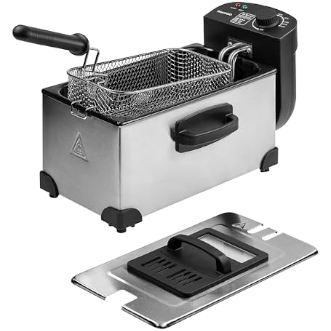 Daewoo SDA1550 2000W Deep Fat Fryer with Window Lid and 3L Oil Capacity, Adjustable Temperature Control and High Power Function, Steel Outer Body and Enamel Coating, Silver