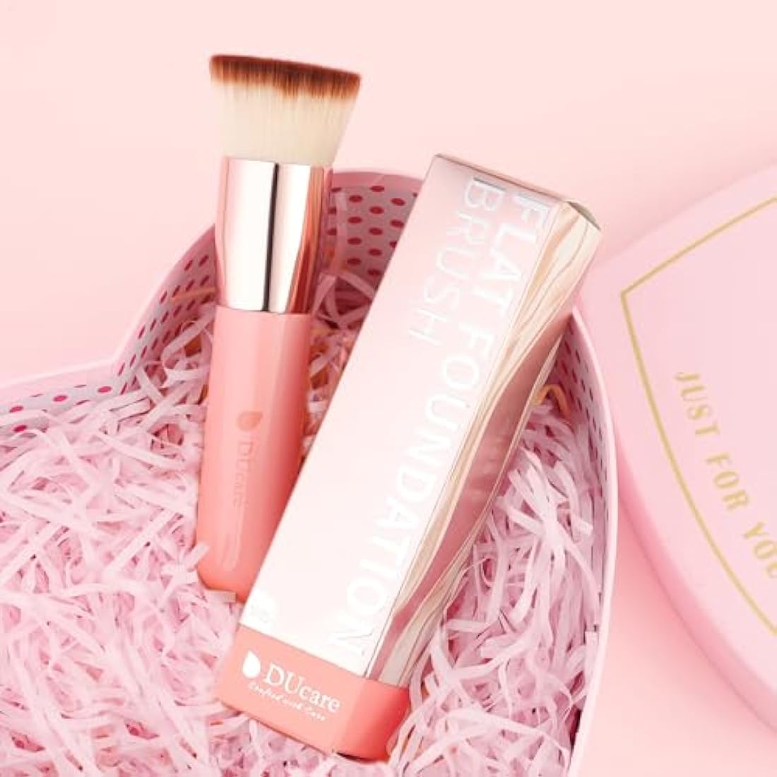 DUcare Make Up Brush Foundation Kabuki Flat Top Makeup Brushes Perfect For Blending Liquid, Cream or Flawless Powder Cosmetics - Buffing, Stippling, Concealer (Rose)