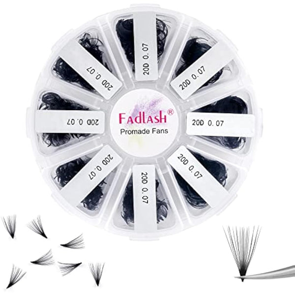 Fadlash Preade Fan Eyelash Extensions 20D 0.07mm D Curl MIX 9-16mm Handmade Promade Loose Fans Lash Loose Fans Pre Made Volume Lashes
