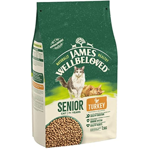 James Wellbeloved Senior Turkey 1.5 kg Bag, Hypoallergenic Dry Cat Food