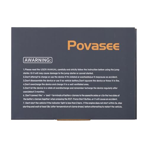 Povasee Jump Starter Power Pack, 2000A Car Battery Booster Jump Starter (up to 8L Gas or 6.5L Diesel) with 3" LCD Display, Car Starter with 2 USB Ports, Jump Leads and LED, Jump Pack for 12V Vehicles