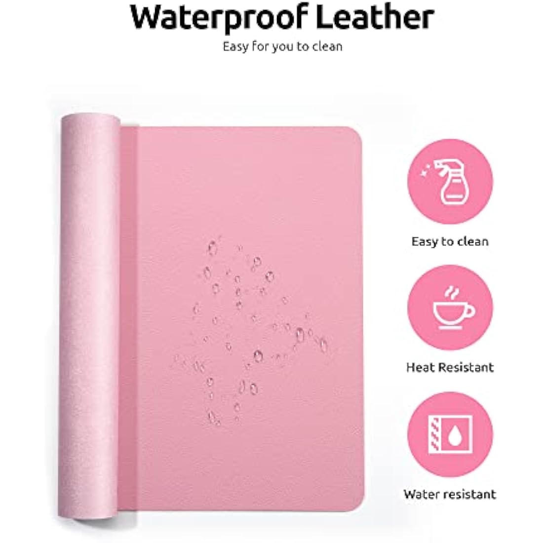 YSAGi Leather Desk Mat, Large Mouse Mat, Non-Slip Desk Pad, Waterproof PU Leather Table Protector Writing Pad for Office and Home (60 x 35 cm, Pink)