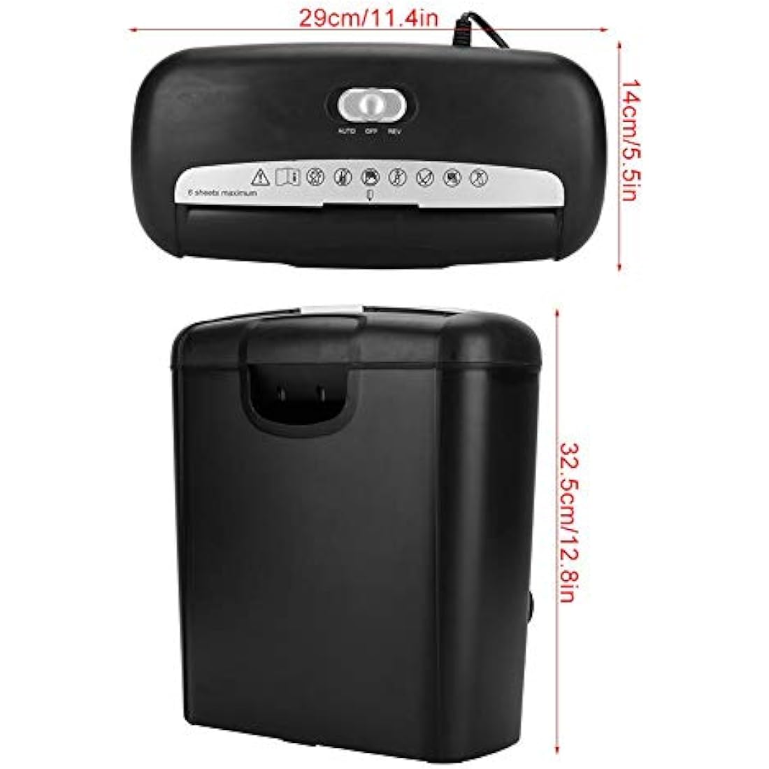 Electric Shredder, 6 Sheet Strip-Cut Paper and Credit Card Shredder for Home or Small Office Use 220V 10L Removable Bin (UK plug)