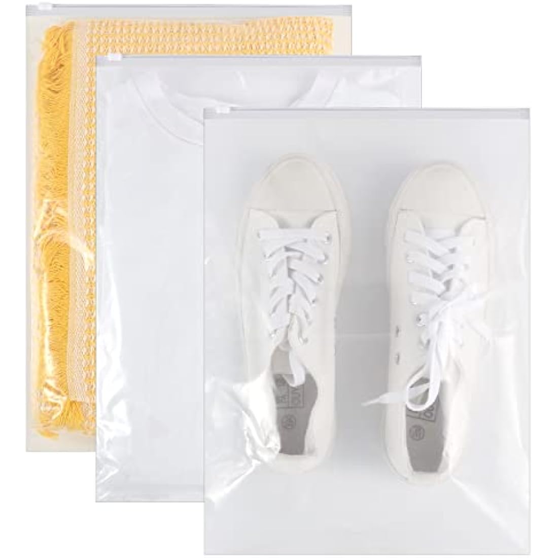 40Pcs Reusable Ziplock Bags, 40 x 30cm Travel Clothes Bags Transparent Large Storage Bag Plastic Seal Clothes Bags for Clothes, Shoes, Cosmetics