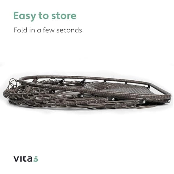 Vita5 Hanging Egg Chair Indoor&Outdoor - Swing Chair with Frame Polyrattan with Cushion - Hanging Chair Outdoor and Indoor - Foldable Hammock Chair - Maximum Load 150kg - Light grey