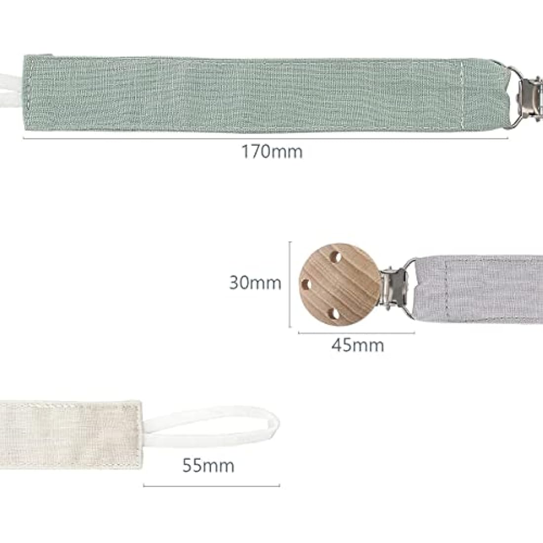 RUBY 3-Piece Dummy Chain Fabric Set, Cotton Dummy Chain for Girls and boy, Dummy Chains with Beech Wood Clip