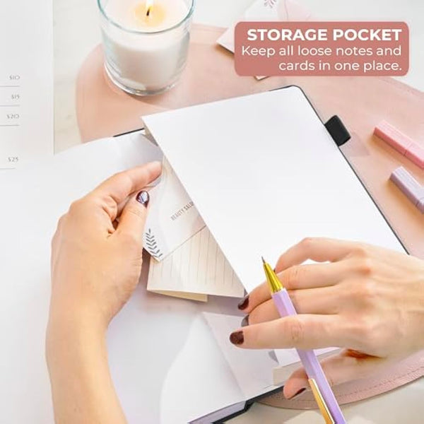 GoGirl Salon Appointment Book – Reservation Book for Beauty Salons, Spas, Hair Stylists, Estheticians – Appt Booking Planner, 18x25.5cm (Black)