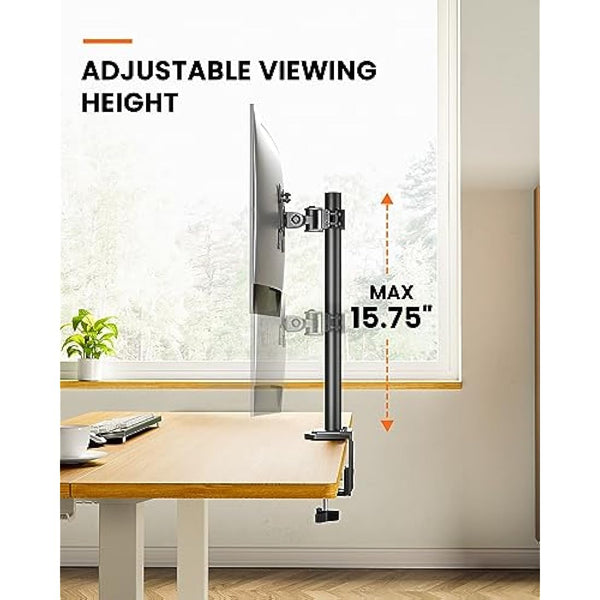 ErGear Single Monitor Stand for 13”-32” Screens, Portable Arm Desk Mount, Monitor Mount Vesa with Height Adjustable Swivel, Tilt, Rotation, 2 Mounting Options, Vesa 75x75/100x100mm