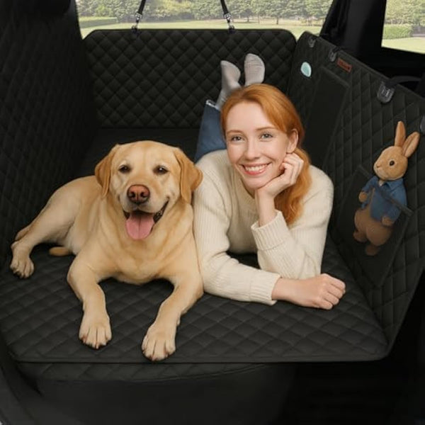 Alfheim Back Seat Extender for Dog,Holds 180Kg,Waterproof Dog Car Back Seat Cover for Rear Seat with Hard Bottom,Upgraded Material Scratch-Resistant Hammock Travel Bed for Cars SUV Truck,Easy to Clean