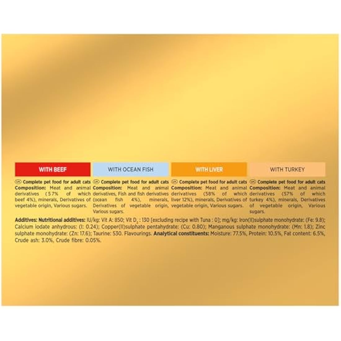 GOURMET Gold Pate Recipes Wet Cat Food 8x85g, Pack of 6