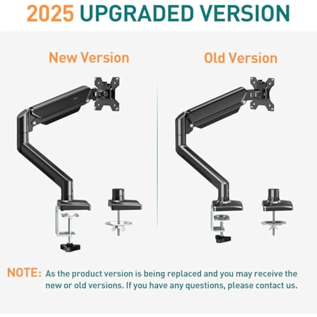 ELIVED Single Monitor Arm for Most 13-32 Inch Monitors with VESA 75x75/100x100mm up to 9KG, 360° Rotation Gas Spring Arm with C-Clamp and Grommet Base, Monitor Stand Mount EV004
