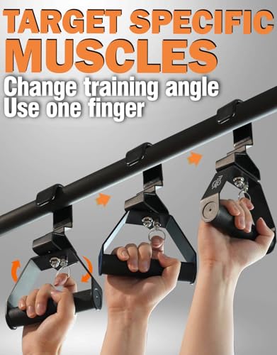 Fitarc Pull Up & Lat Pull Down Grip, 12-Level Adjustable, Wrist-Friendly Deadlift Handle, 2pcs, Patented