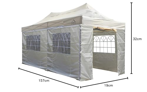 All Seasons Gazebos 3M x 6M Waterproof Gazebo Party Tent with Rustproof Frame and Wheeled Carry Bag (Metallic Grey)