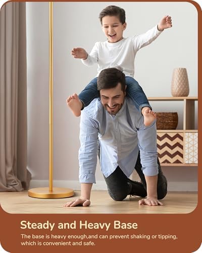 EDISHINE LED Floor Lamp, 63" Standing Lamp with Adjustable Linen Shade, Gold Metal Arc Light Pole, Modern Simple Floor Lamps for Living Room, Lounge, E27 Socket