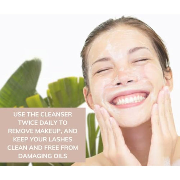 Eyelash Extension Shampoo & Brush - 100ml Bottle - Gentle Foaming Cleanser For Extensions & Natural Lashes - Makeup Remover - Paraben & Sulfate Free - Salon & Home Use