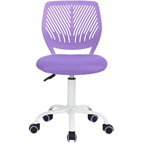 Homy Casa Desk Chair Adjustable Swivel Office Chair Fabric Seat Ergonomic Task Chair without Armrest, Purple