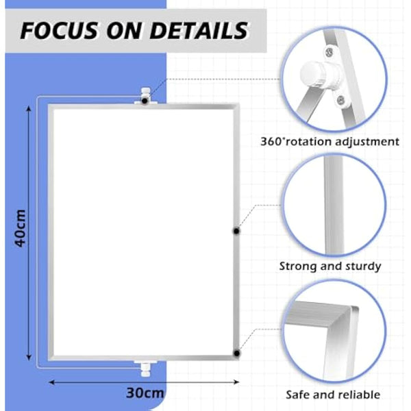 DOLLAR BOSS Magnetic Desktop Whiteboard 30x40cm Double Sided Dry Erase Small White Board with Stand, A3 Mini Whiteboard 8 Pens, 1 Eraser, 6 Magnets, for Kids Students Back to School Supplies