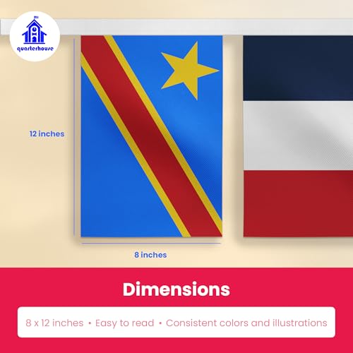 French Language Country Flags - 29 Francophone Countries - Set of 29, Polyester, 8 x 12 Inches