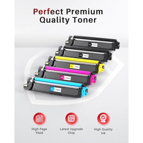 Halloya TN247 TN-243 Toner Cartridge for Brother TN243 DCP-L3550CDW DCP-L3510CDW HL-L3210CW HL-L3230CDW MFC-L3710CDW MFC-L37510CW Ink Cartridges ( 5 Pack)