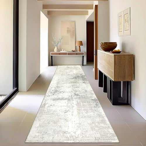 Cekene Abstract Carpet Runners Non-slip 80x300cm Extra long Faux Wool Rug Runners for Hallway Machine Washable Low Profile Floor Carpet for Indoor