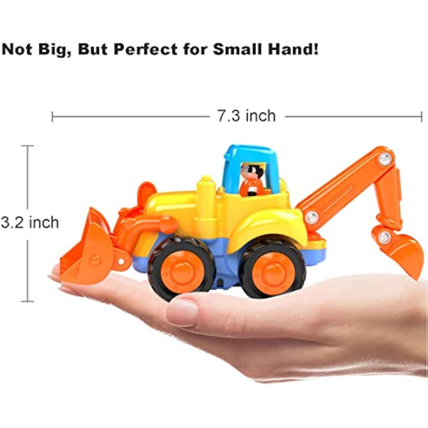 HOLA Toys for 1 Year Old Boys Gifts, 4 Pack Friction Power Kids Digger Trucks Toy Cars for 1+ 2 Year Olds, Early Education Construction Vehicles Toddler Baby Kids Toys for 3 Year Old Boys