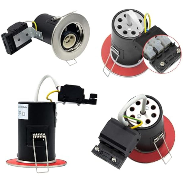 HiBay 4X LED Downlights Fire Rated GU10 Recessed Spotlights Ceiling Lights IP20 Down Light Indoor Brushed Chrome 240V