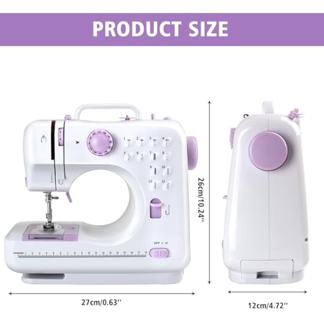 M MUNCASO Sewing Machine for Beginners,12 Stitch Electronic Sewing Machines,Mini Sewing Machine Double-line Two-speed Reverse Stitch with UK Plug